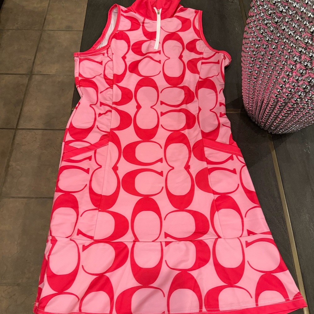 Pink and Red Sleeveless Dress
